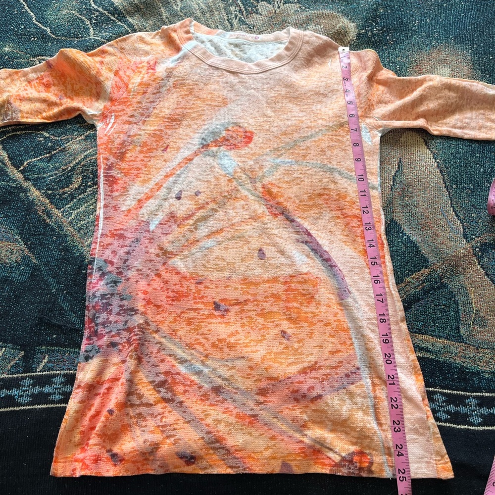 Before + Again Orange Red Graphic Long Sleeve Crew Shirt True to Size Women’s S - Picture 12 of 15